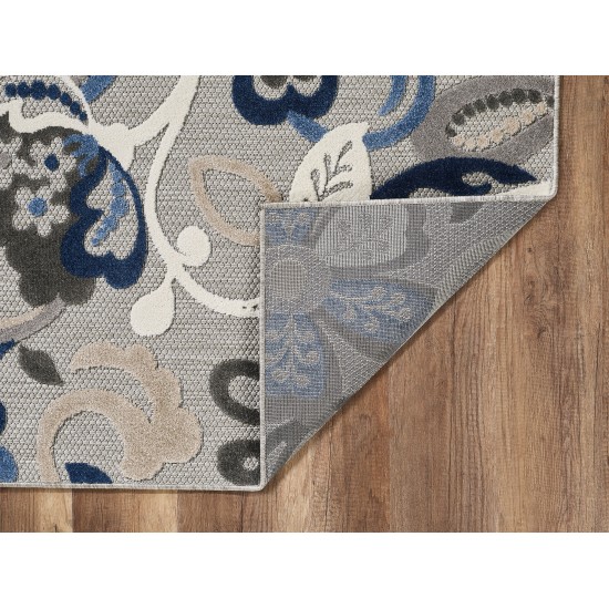 Calla Grey/Blue Leila 5'3" x 7' Rug