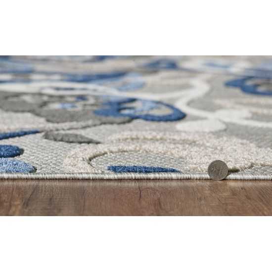 Calla Grey/Blue Leila 5'3" x 7' Rug