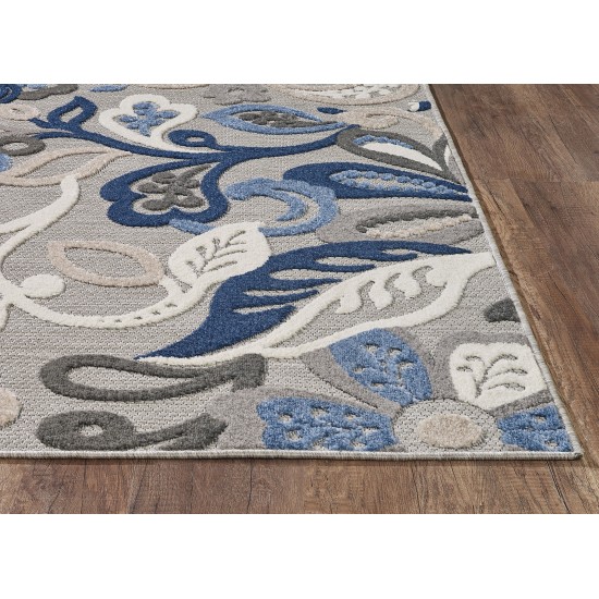 Calla Grey/Blue Leila 5'3" x 7' Rug