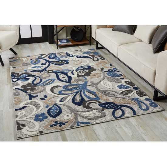 Calla Grey/Blue Leila 5'3" x 7' Rug