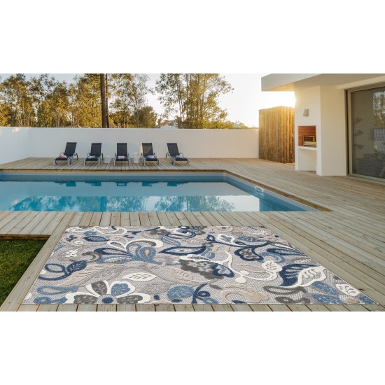 Calla Grey/Blue Leila 5'3" x 7' Rug