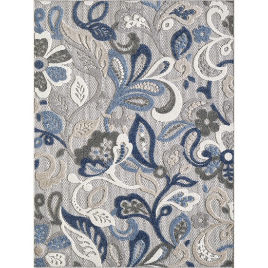 Calla Grey/Blue Leila 6'7" x 9' Rug