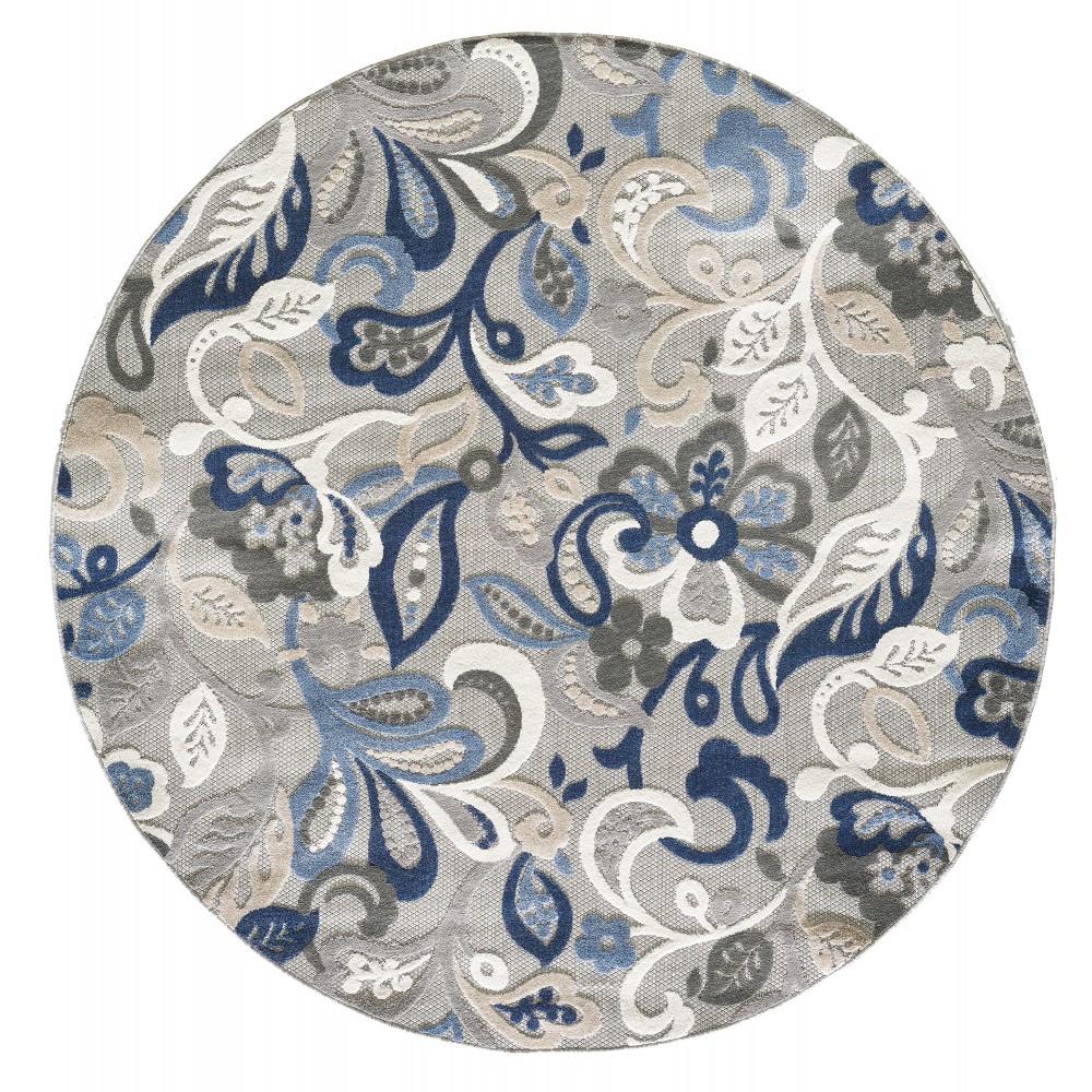 Calla Grey/Blue Leila 7'10' Round Rug