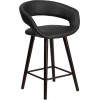 Brynn Series 23.75'' High Contemporary Cappuccino Wood Counter Height Stool in Black Vinyl