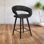 Brynn Series 23.75'' High Contemporary Cappuccino Wood Counter Height Stool in Black Vinyl