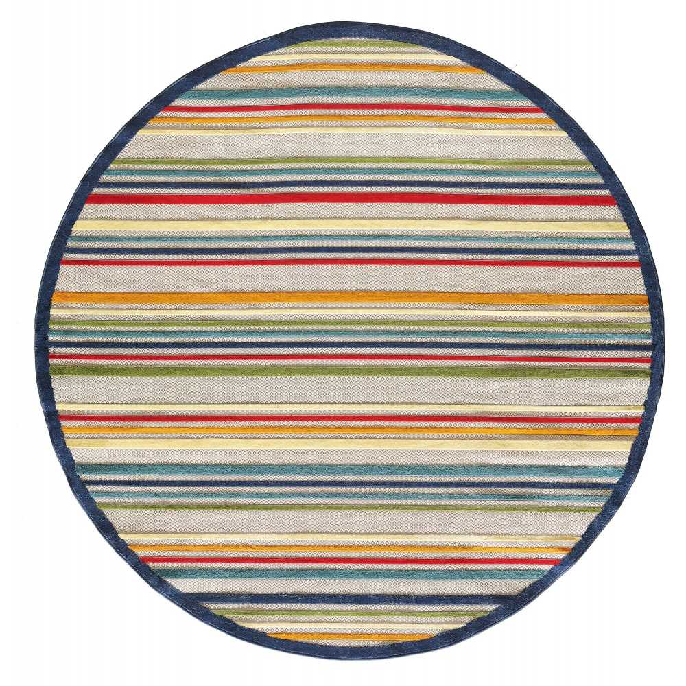 Calla Ivory/Multi Stripes 7'10' Round Rug