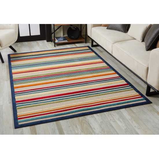 Calla Ivory/Multi Stripes 7'10' Round Rug