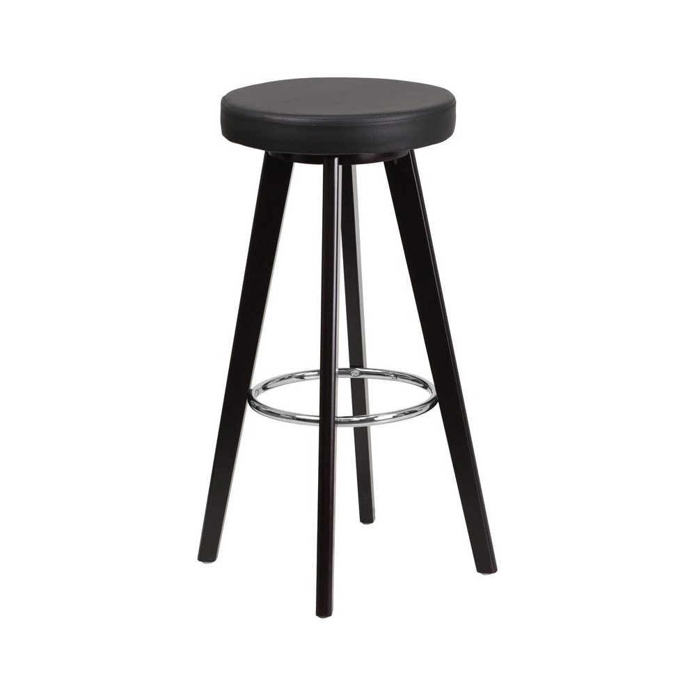 Trenton Series 29'' High Contemporary Cappuccino Wood Barstool with Black Vinyl Seat Trenton Series 29'' High Contemporary Cappuccino Wood Barstool with Black Vinyl Seat