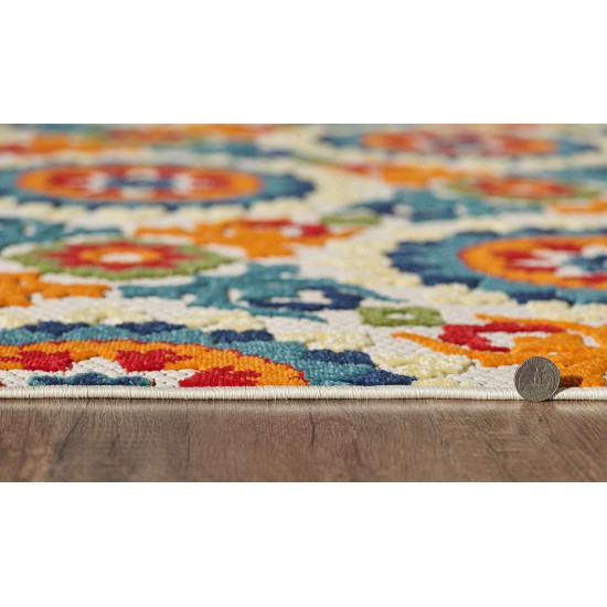 Calla Ivory/Multi Manor 6'7" x 9' Rug