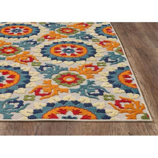 Calla Ivory/Multi Manor 6'7" x 9' Rug