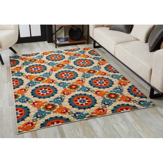 Calla Ivory/Multi Manor 6'7" x 9' Rug