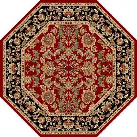 Cambridge Red/Black Kashan 7'7" Octagon Rug