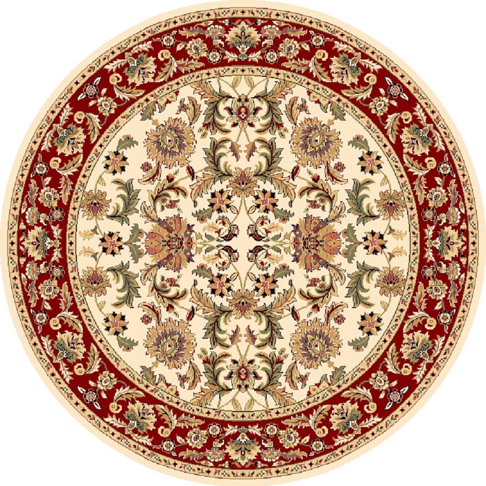 Cambridge 7303 Ivory/Red Kashan 7'7" Round Rug Cambridge 7303 Ivory/Red Kashan 7'7" Round Rug