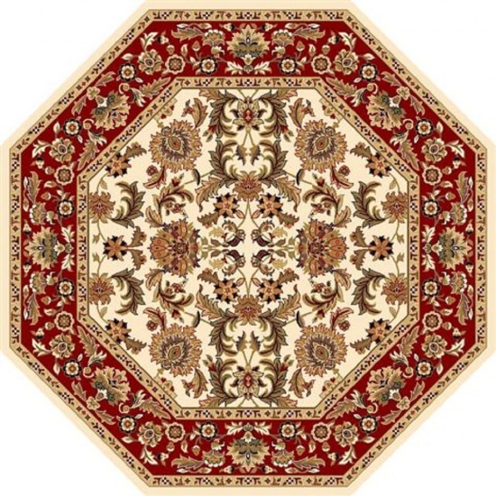 Cambridge 7303 Ivory/Red Kashan 7'7" Octagon Rug