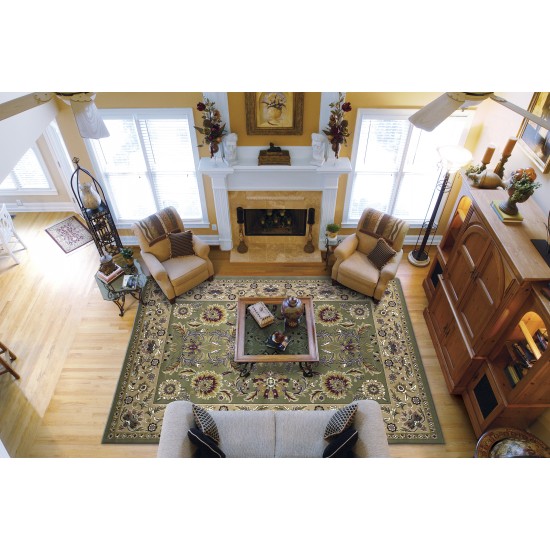 Cambridge Green/Taupe Kashan 3'3" x 4'11" Rug