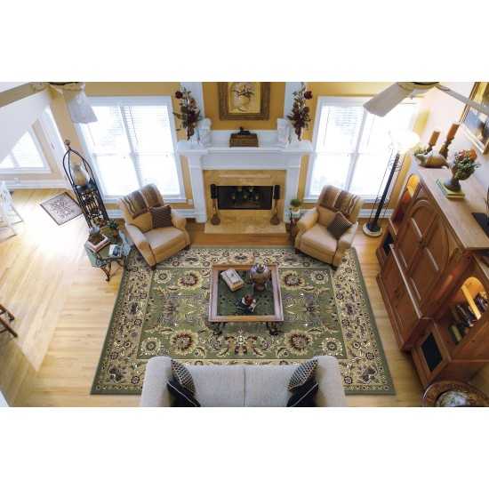 Cambridge Green/Taupe Kashan 5'3" x 7'7" Rug