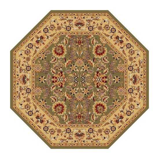 Cambridge Green/Taupe Kashan 7'7" Octagon Rug