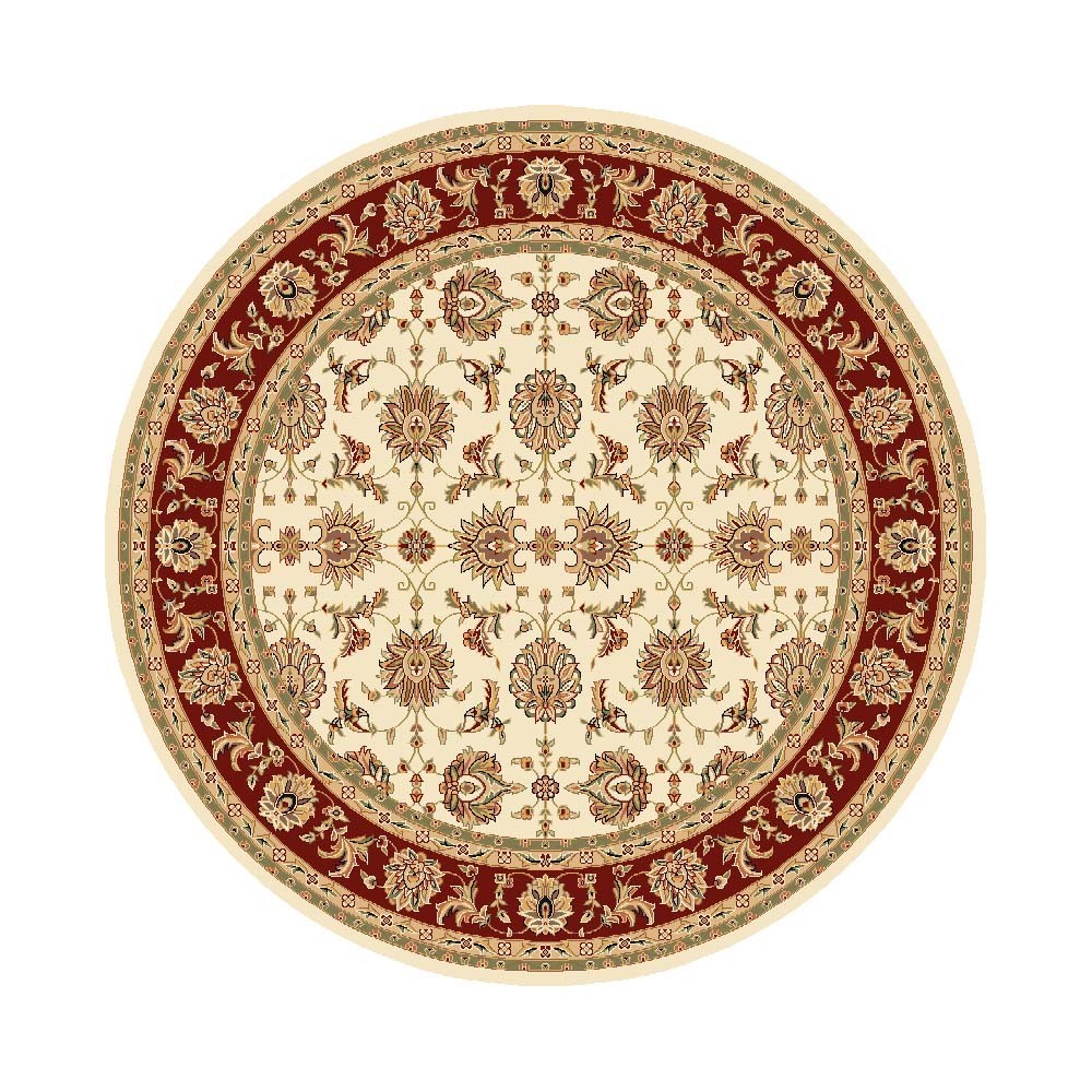 Cambridge 7312 Ivory/Red Kashan 7'7" Round Rug Cambridge 7312 Ivory/Red Kashan 7'7" Round Rug