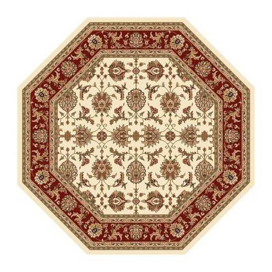 Cambridge 7312 Ivory/Red Kashan 7'7" Octagon Rug