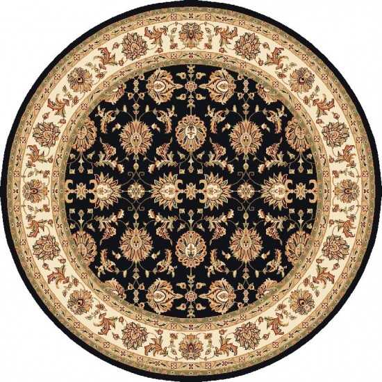 Cambridge Black/Ivory Kashan 7'7" Round Rug