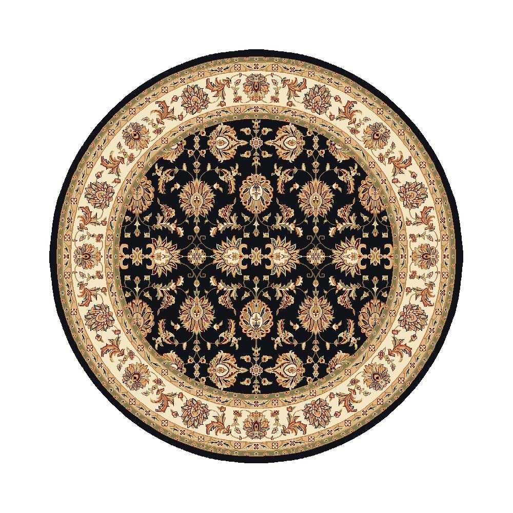 Cambridge Black/Ivory Kashan 7'7" Round Rug