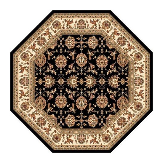 Cambridge Black/Ivory Kashan 7'7" Octagon Rug