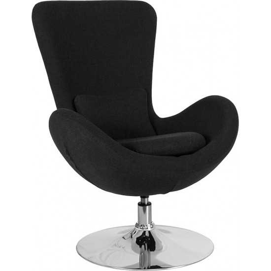 Egg Series Black Fabric Side Reception Chair