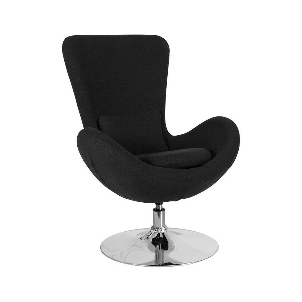 Egg Series Black Fabric Side Reception Chair