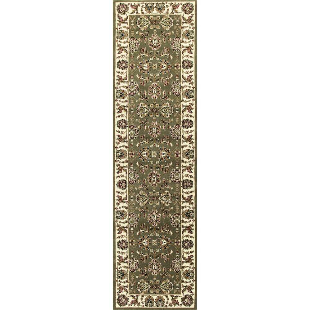 Cambridge Green/Ivory Kashan 2'2" x 7'11" Runner Rug