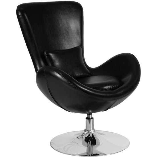 Egg Series Black LeatherSoft Side Reception Chair