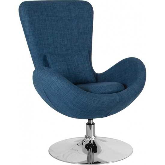 Egg Series Blue Fabric Side Reception Chair