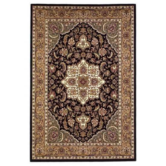 Cambridge Black/Beige Kashan Medallion 20" x 31" Rug