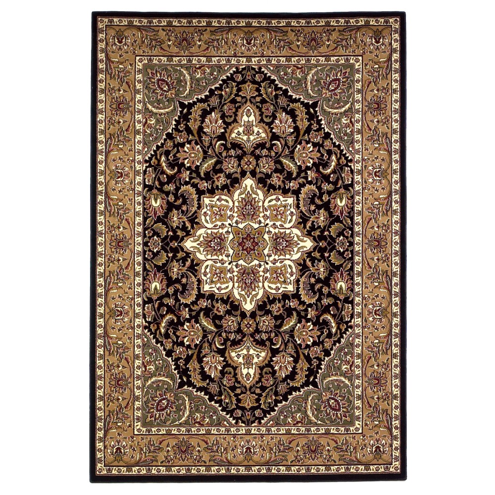 Cambridge Black/Beige Kashan Medallion 20" x 31" Rug