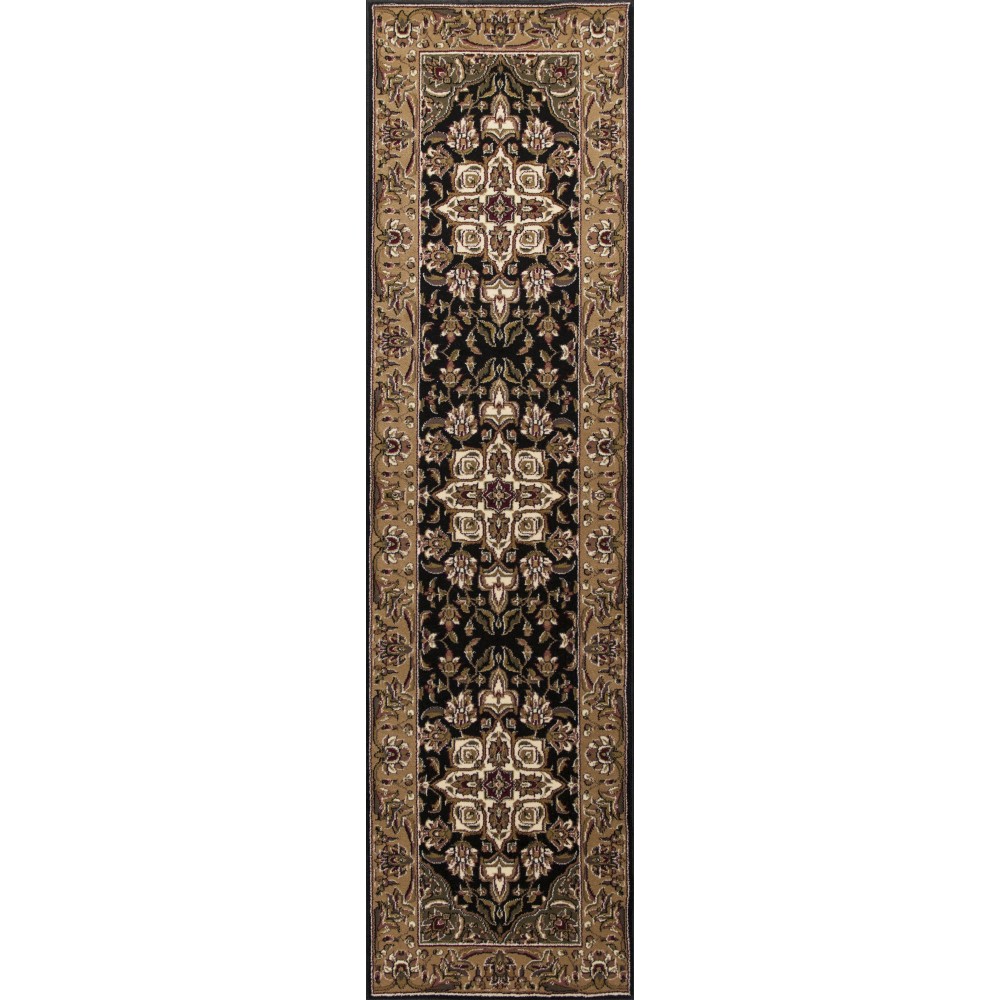 Cambridge Black/Beige Kashan Medallion 2'2" x 7'11" Runner Rug