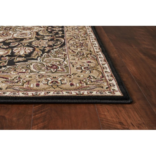 Cambridge Black/Beige Kashan Medallion 2'2" x 7'11" Runner Rug