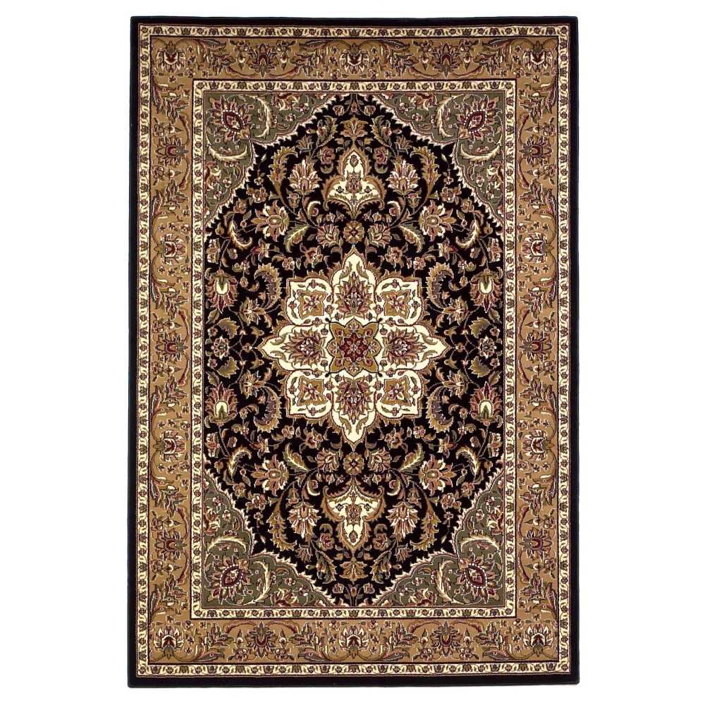 Cambridge Black/Beige Kashan Medallion 2'3" x 3'3" Rug