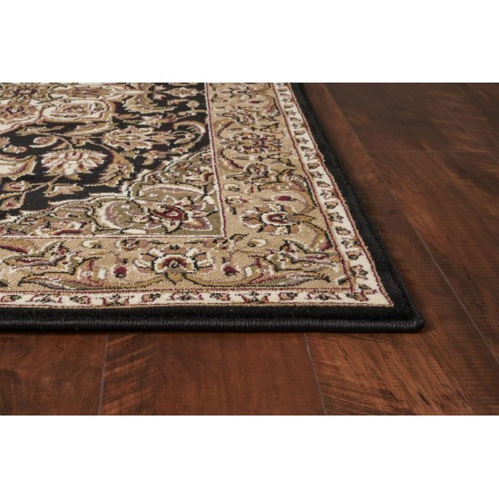 Cambridge Black/Beige Kashan Medallion 2'3" x 3'3" Rug