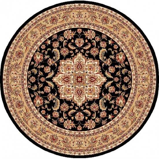 Cambridge Black/Beige Kashan Medallion 7'7" Round Rug