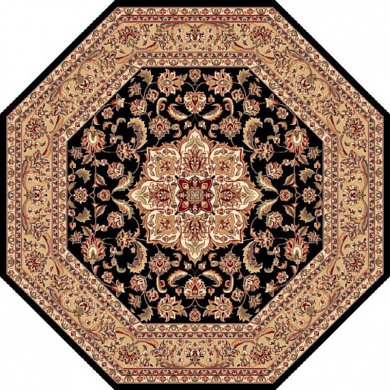 Cambridge Black/Beige Kashan Medallion 7'7" Octagon Rug