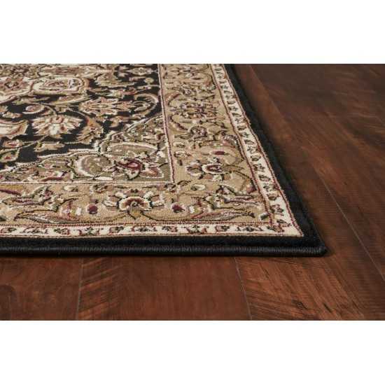 Cambridge Black/Beige Kashan Medallion 7'7" Octagon Rug