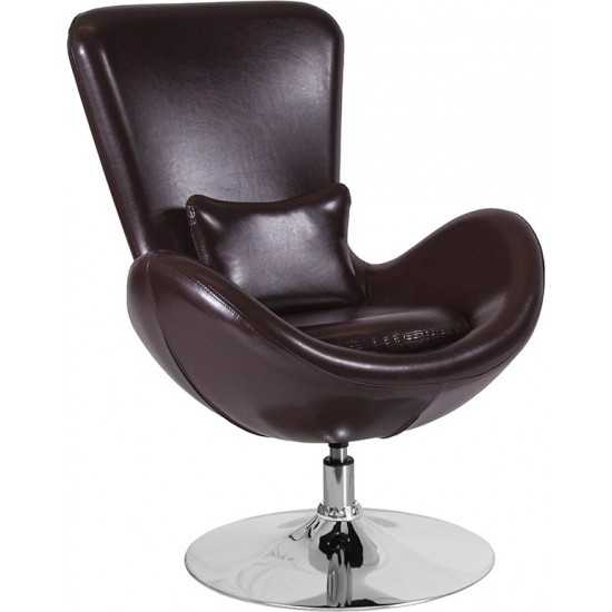 Egg Series Brown LeatherSoft Side Reception Chair