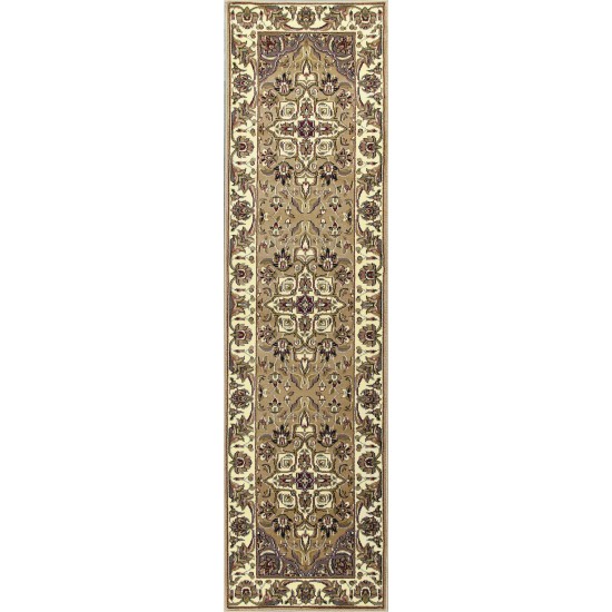 Cambridge Beige/Ivory Kashan Medallion 2'2" x 7'11" Runner Rug