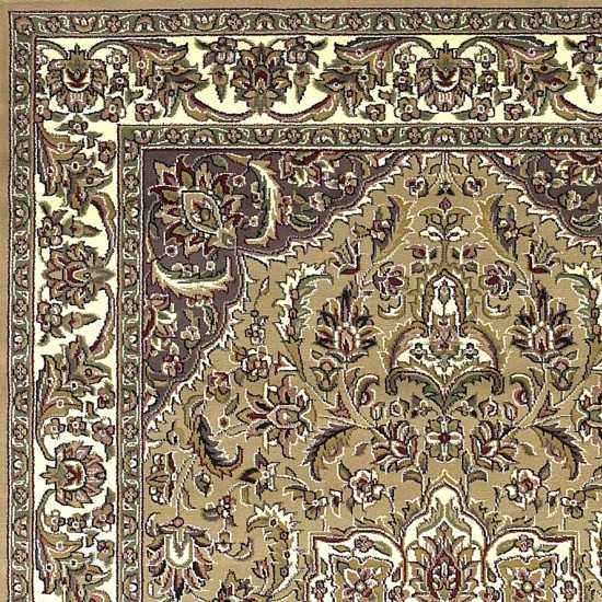 Cambridge Beige/Ivory Kashan Medallion 2'2" x 7'11" Runner Rug