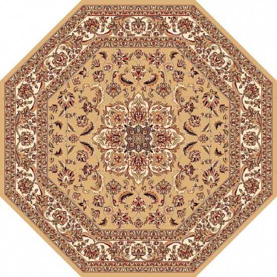 Cambridge Beige/Ivory Kashan Medallion 7'7" Octagon Rug