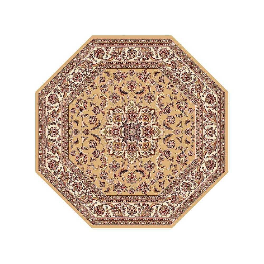 Cambridge Beige/Ivory Kashan Medallion 7'7" Octagon Rug