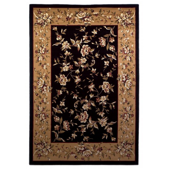 Cambridge Black/Beige Floral Delight 3'3" x 4'11" Rug