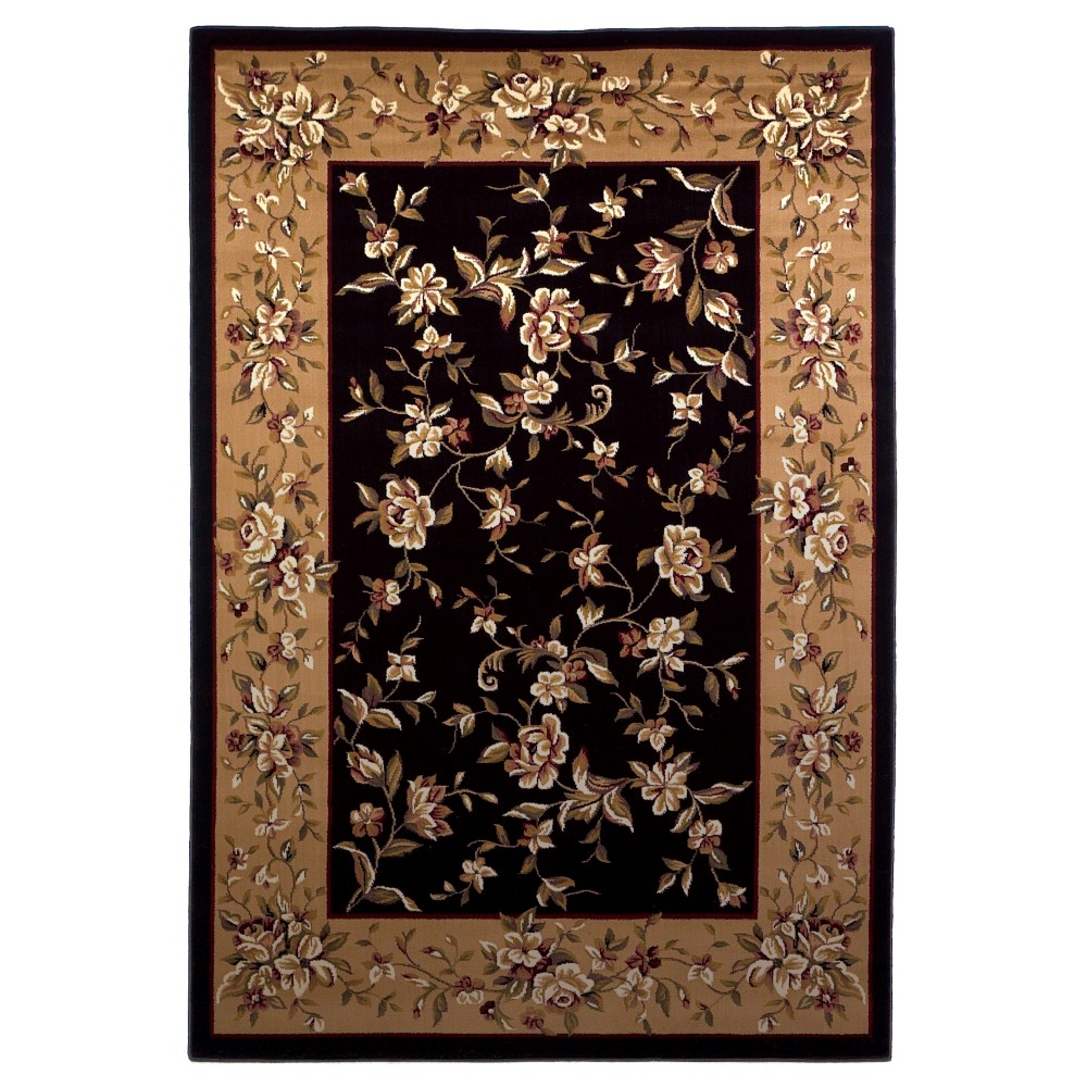 Cambridge Black/Beige Floral Delight 3'3" x 4'11" Rug