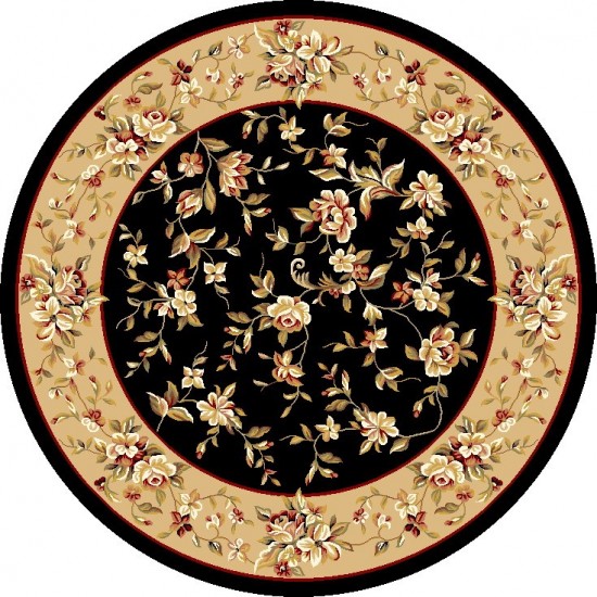 Cambridge Black/Beige Floral Delight 7'7" Round Rug