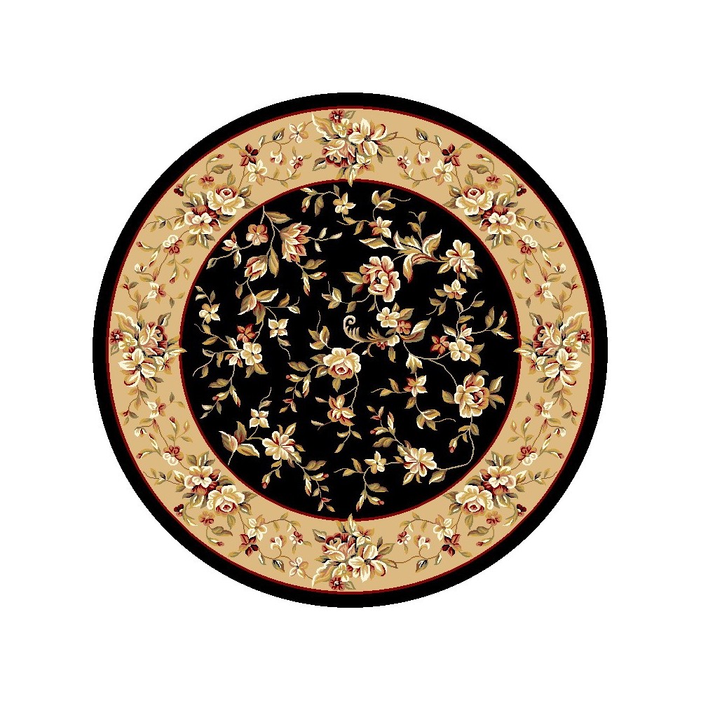 Cambridge Black/Beige Floral Delight 7'7" Round Rug