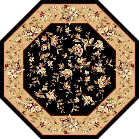 Cambridge Black/Beige Floral Delight 7'7" Octagon Rug